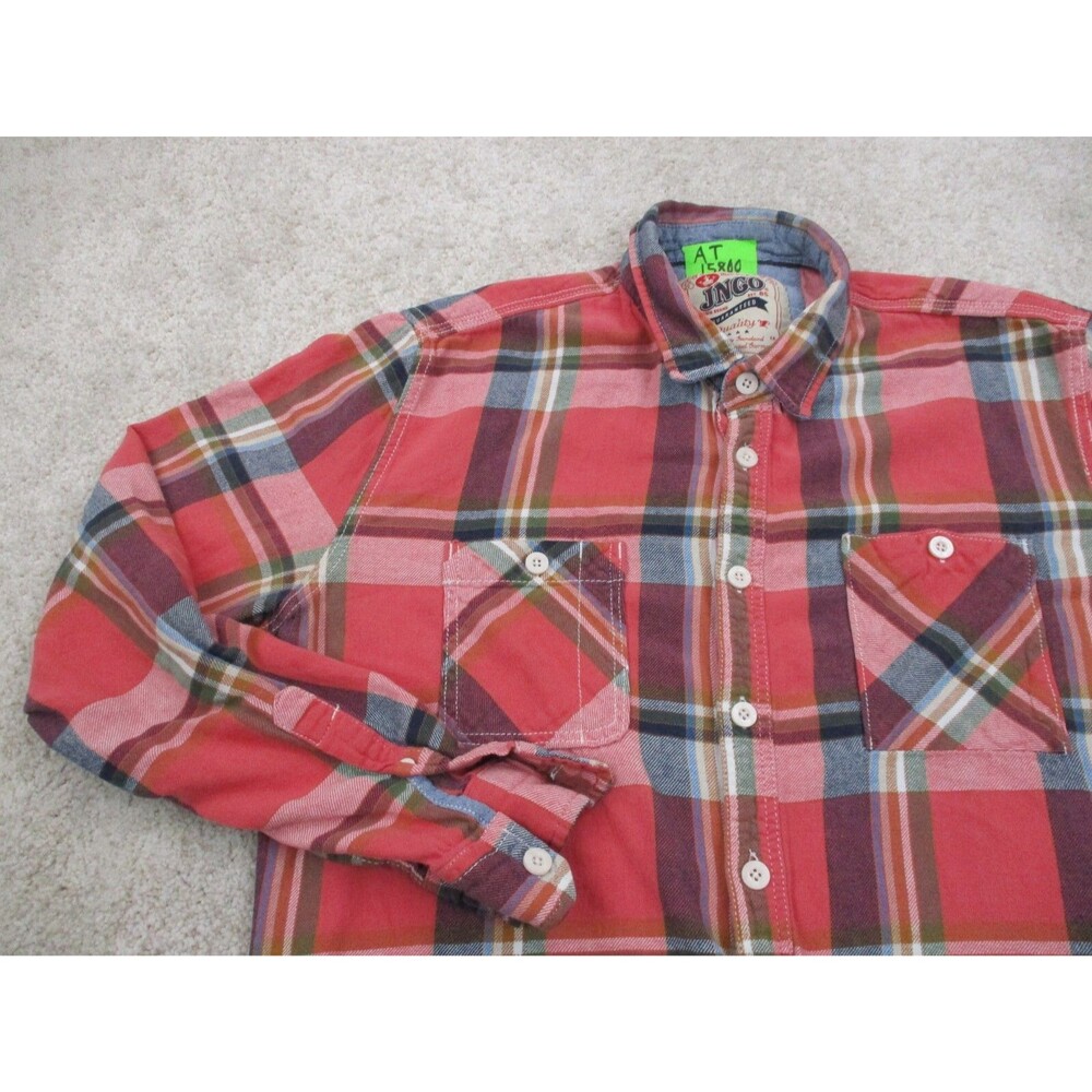 JNCO Shirt Womens Large Pink Blue Flannel Button Up Long Sleeve Top Crown Brand - Picture 3 of 9